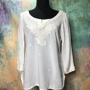 💙Lucky Brand Vintage Embroidered Blouse